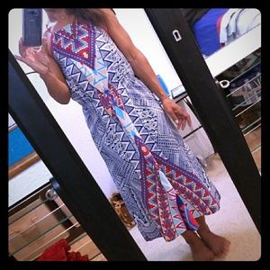 Mono B Fun Patterned Spaghetti Strapped Dress